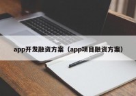 app开发融资方案（app项目融资方案）