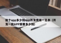 做个app多少钱app开发费用一览表（开发一款APP需要多少钱）