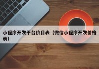 小程序开发平台价目表（微信小程序开发价格表）